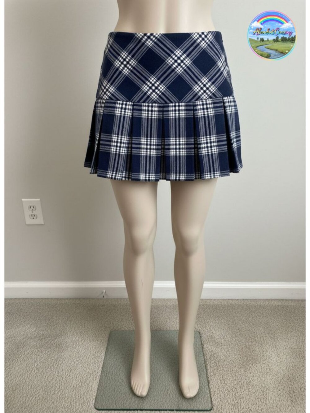 Plaid Pleated Mini Skirt Tartan School Uniform Non Stretch Polyester